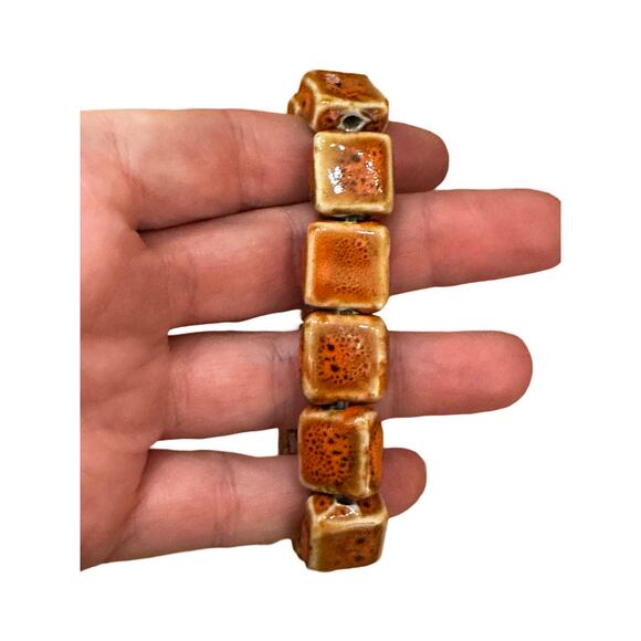 Orange Ceramic Bead Bracelet - Picture 3 of 6